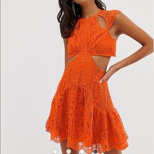 NWOT ASOS Orange Lace CutOut Party Dress